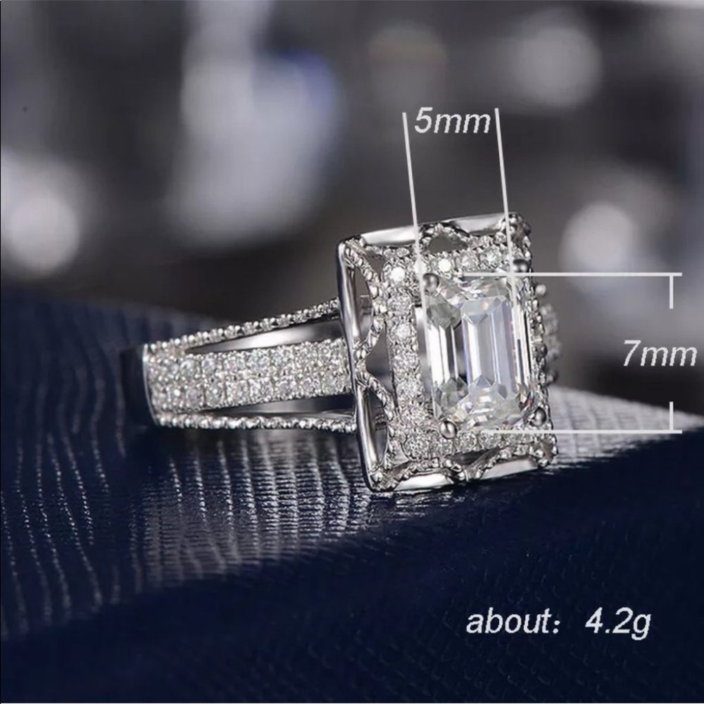 New S 925 white halo diamonds sparkly ring #89 - Picture 4 of 7